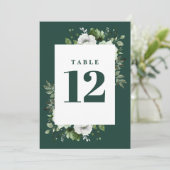 Numéro de table floral élégant vert émeraude de ca (Debout devant)