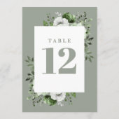Numéro de table floral élégant vert sauge (Dos)