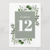Numéro de table floral élégant vert sauge de campa (Dos)