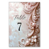 Numéro de table floral et perle orné rose (Dos)