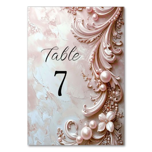 Numéro de table floral et perle orné rose (Par défaut)