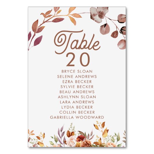 Numéro De Table Floral Fall in Love Mariage (Par défaut)