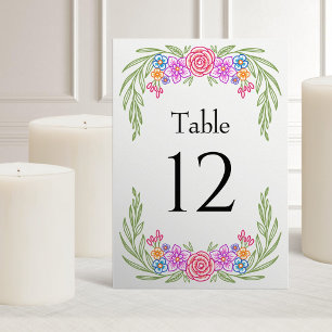 Numéro De Table Floral Fiesta Mexicaine Vivid Mariage
