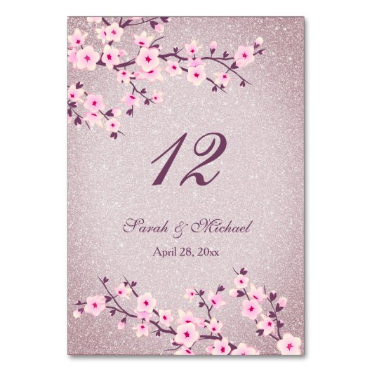 Numéro De Table Floral Fleurs de cerise Mauve Mariage Parties scin (Par défaut)