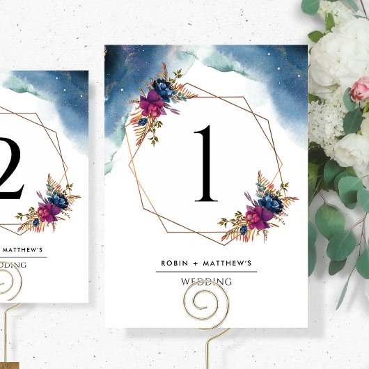 Numéro de table floral géométrique céleste