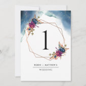 Numéro de table floral géométrique céleste (Devant)
