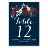 Numéro De Table Floral hiver marine bordeaux invité mariage (Par défaut)