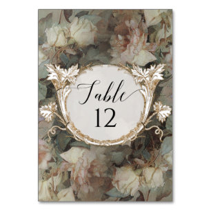 Numéro De Table Floral impressionniste Rose rose blanc Mariage