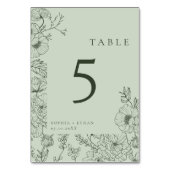 Numéro De Table Floral Line Art Sage Green Mariage (Par défaut)