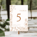 Numéro De Table Floral Line Art Terracotta Mariage<br><div class="desc">Numéro de table minimaliste de mariage terreux moderne.</div>