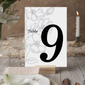 Numéro De Table Floral Line Art Wedding Table Number Card