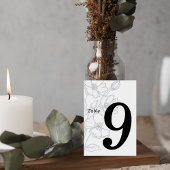Numéro De Table Floral Line Art Wedding Table Number Card