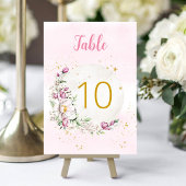 Numéro De Table Floral Lune rose