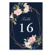 Numéro De Table Floral Marine & bleu aquarelle mariage géométrique (Par défaut)
