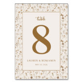Numéro de table floral marron élégant (Dos)
