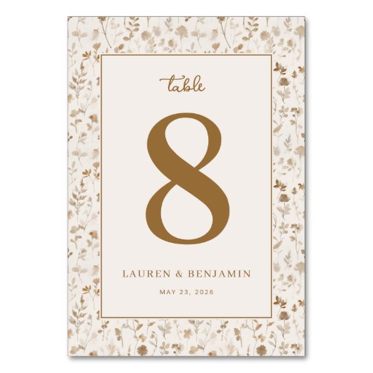 Numéro de table floral marron élégant (Par défaut)