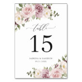 Numéro De Table Floral Mauve Blush Green Élégant Numéro de tableau (Dos)