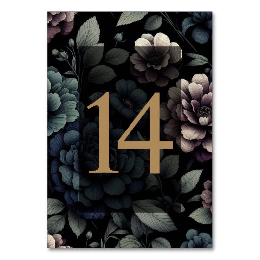 Numéro De Table Floral Moody bleu Tableau 14 (Par défaut)