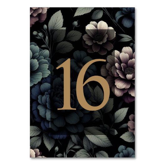 Numéro De Table Floral Moody bleu Tableau 16 (Par défaut)