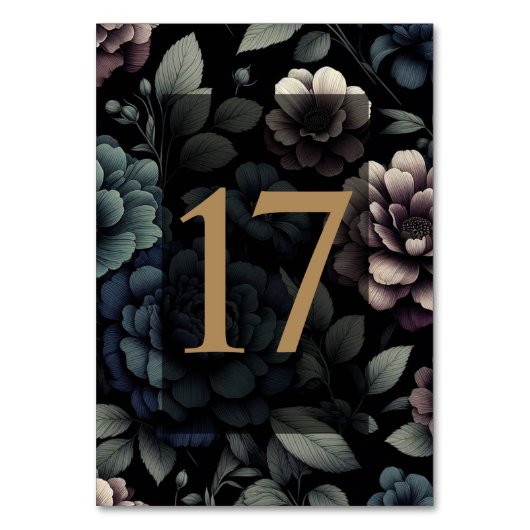 Numéro De Table Floral Moody bleu Tableau 17 (Par défaut)