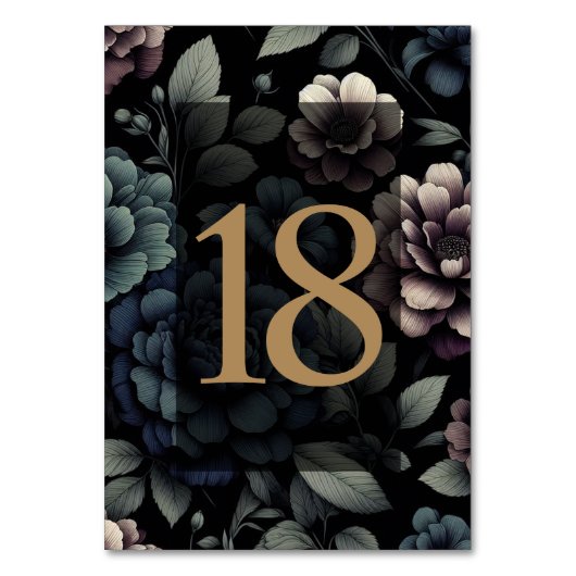 Numéro De Table Floral Moody bleu Tableau 18 (Par défaut)