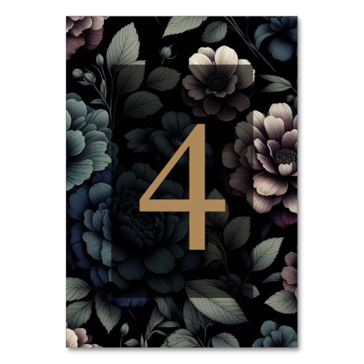Numéro De Table Floral Moody Bleu Tableau 4 (Par défaut)