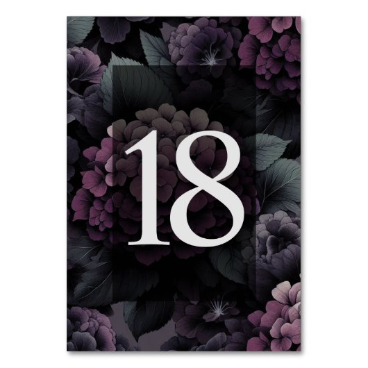 Numéro De Table Floral Moody violet Tableau 18 (Par défaut)