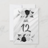Numéro de table floral noir et blanc romantique (Dos)