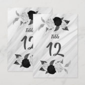 Numéro de table floral noir et blanc romantique (Devant / Derrière)
