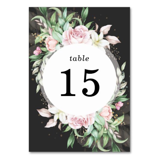 Numéro De Table Floral noir et rose mariage (Par défaut)