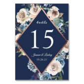 Numéro de table floral or rose Navy (Dos)