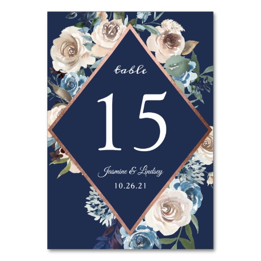Numéro de table floral or rose Navy (Par défaut)