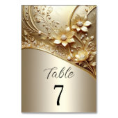 Numéro de table floral orné moderne avec perles (Dos)