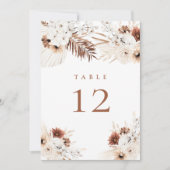 Numéro de table floral Pampas bohème (Devant)