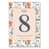 Numéro de table floral pêche romantique (Dos)