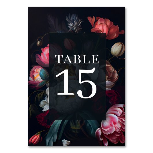 Numéro de table floral peint Pivoine lunatique (Par défaut)
