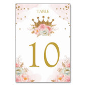Numéro De Table Floral Pink & Gold Princess Royal Table number (Dos)