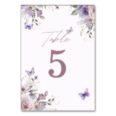 Numéro De Table Floral pourpre | Papillon (Dos)