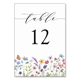 Numéro De Table Floral Printemps été Fleur sauvage Mariage