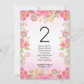 Numéro de table floral rose aquarelle 13x18 cm (Dos)