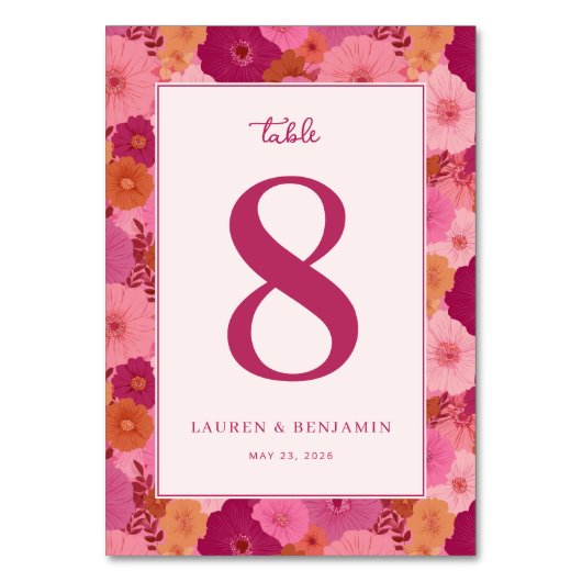 Numéro de Table Floral Rose Clair (Par défaut)