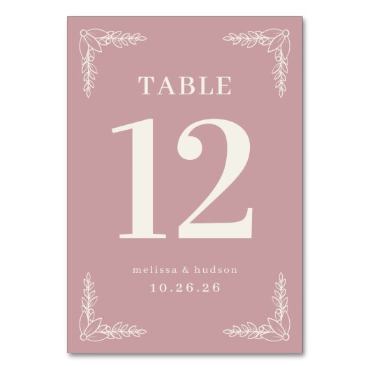 Numéro de table floral rose élégant (Par défaut)