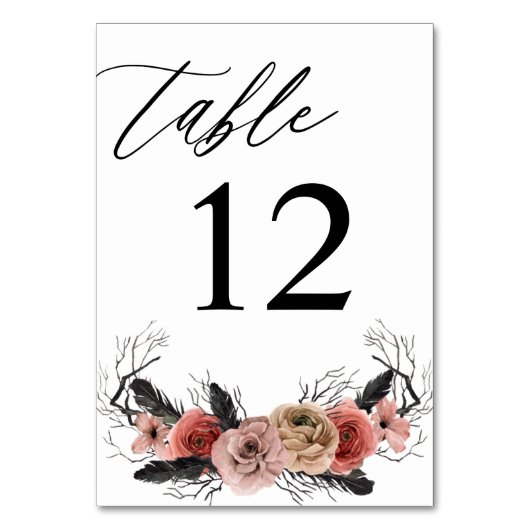 Numéro de table floral rose et noir Halloween (Par défaut)