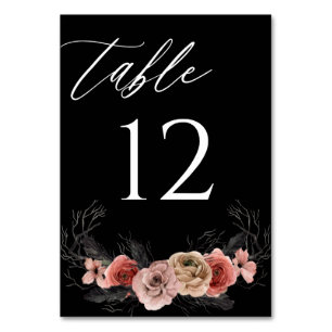 Numéro de table floral rose et noir Halloween - No