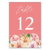 Numéro de table floral rose et pêche et feuillage (Dos)