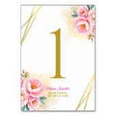 Numéro De Table Floral rose et Quinceańera or (Par défaut)