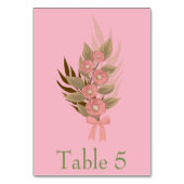 Numéro De Table Floral rose et vert (Dos)