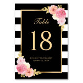 Numéro De Table Floral rose noir blanc or (Dos)