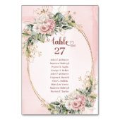 Numéro de table floral rose pâle élégant avec euca (Dos)
