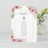 Numéro de table floral rose poussiéreux élégant (Debout devant)